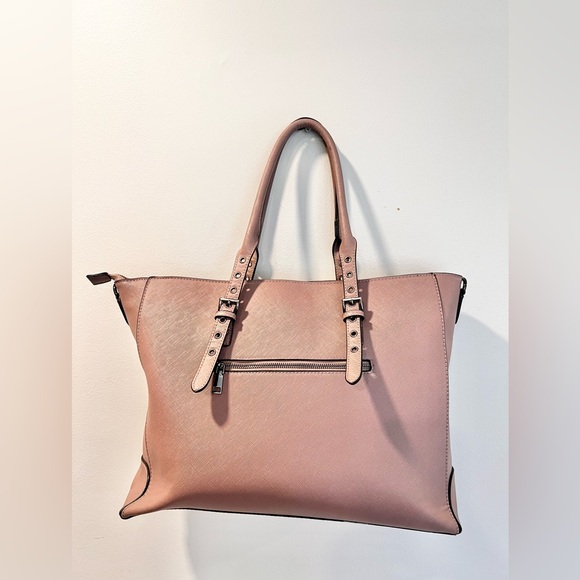 Ease Gave Laptop Tote Bag 15.6” Multi Pockets Padded Leather Mauve Handbag - Picture 4 of 10